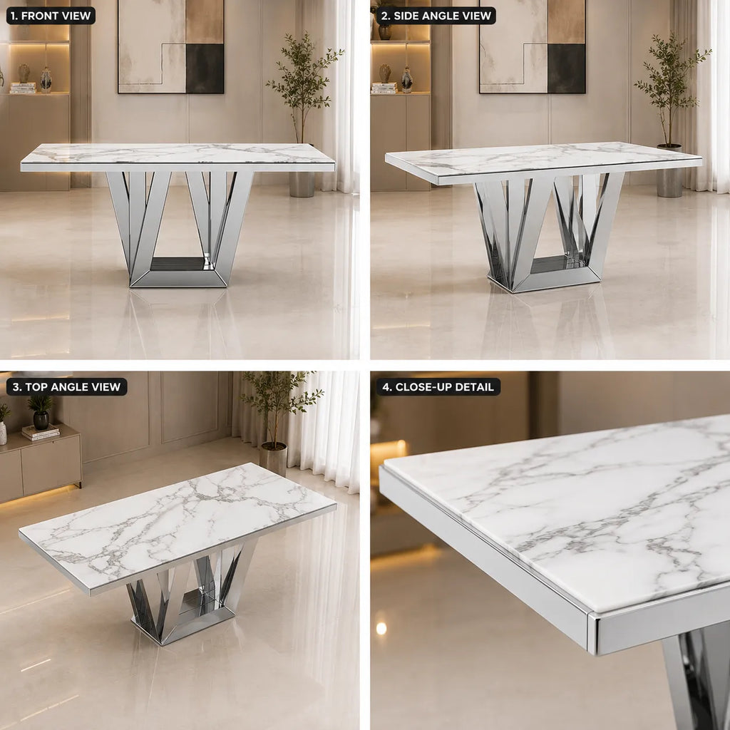 Table Elegance Marbre Blanc 180x190x75 CM