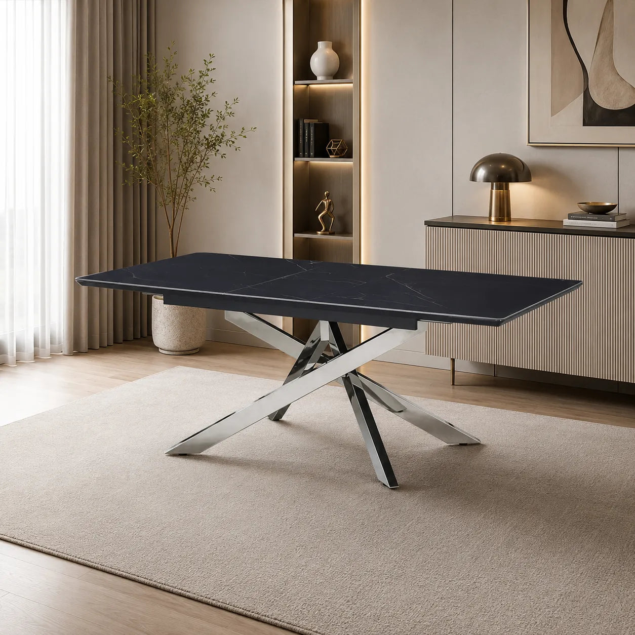 Table Extensible Agathe Pieds Chrome 160/200
