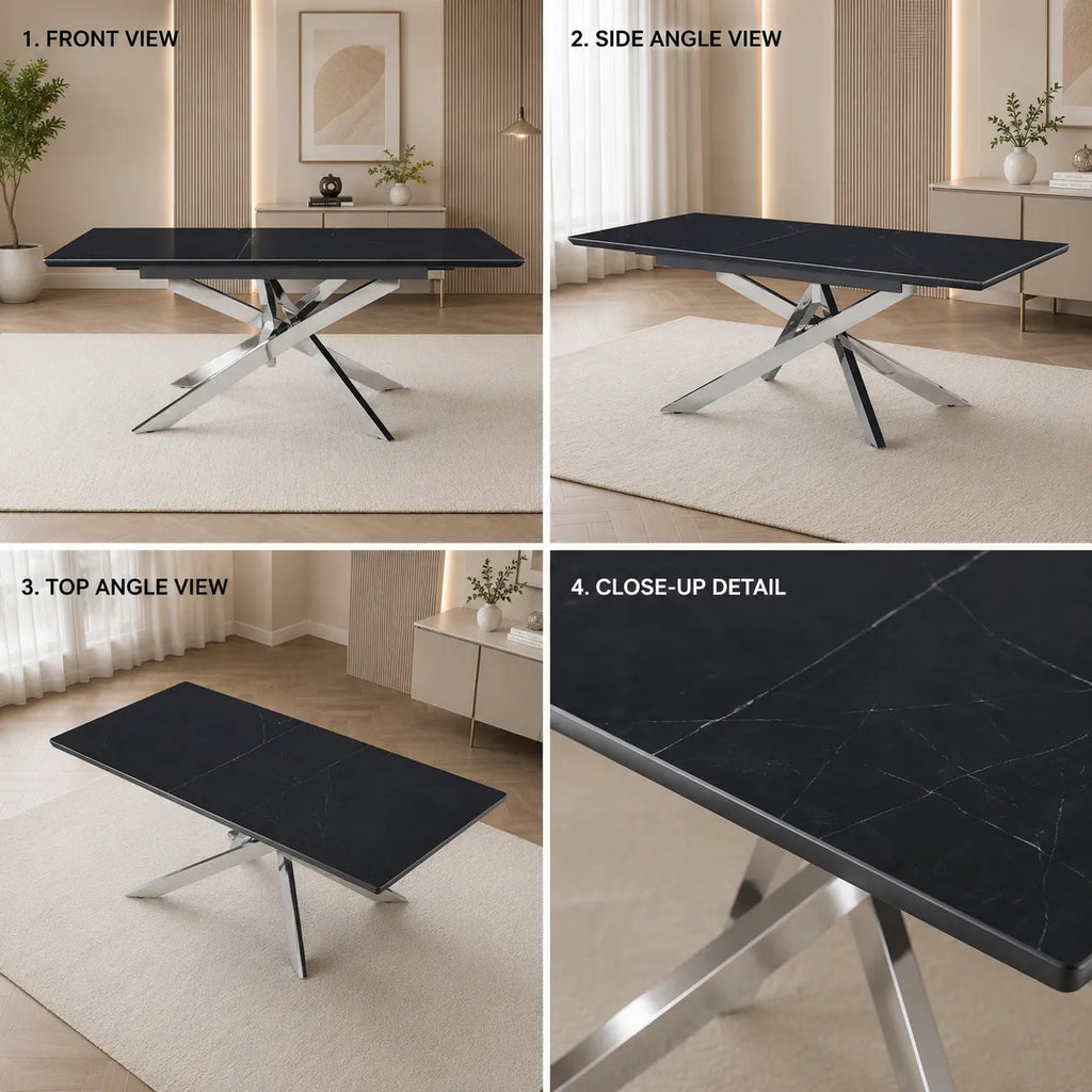 Table Extensible Agathe Pieds Chrome 160/200