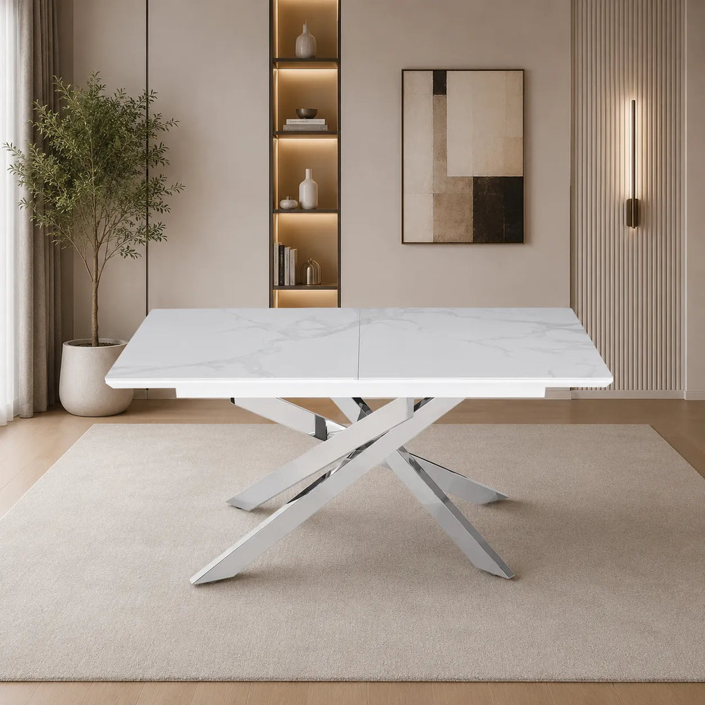 Table Extensible Agathe Pieds Chrome 160/200