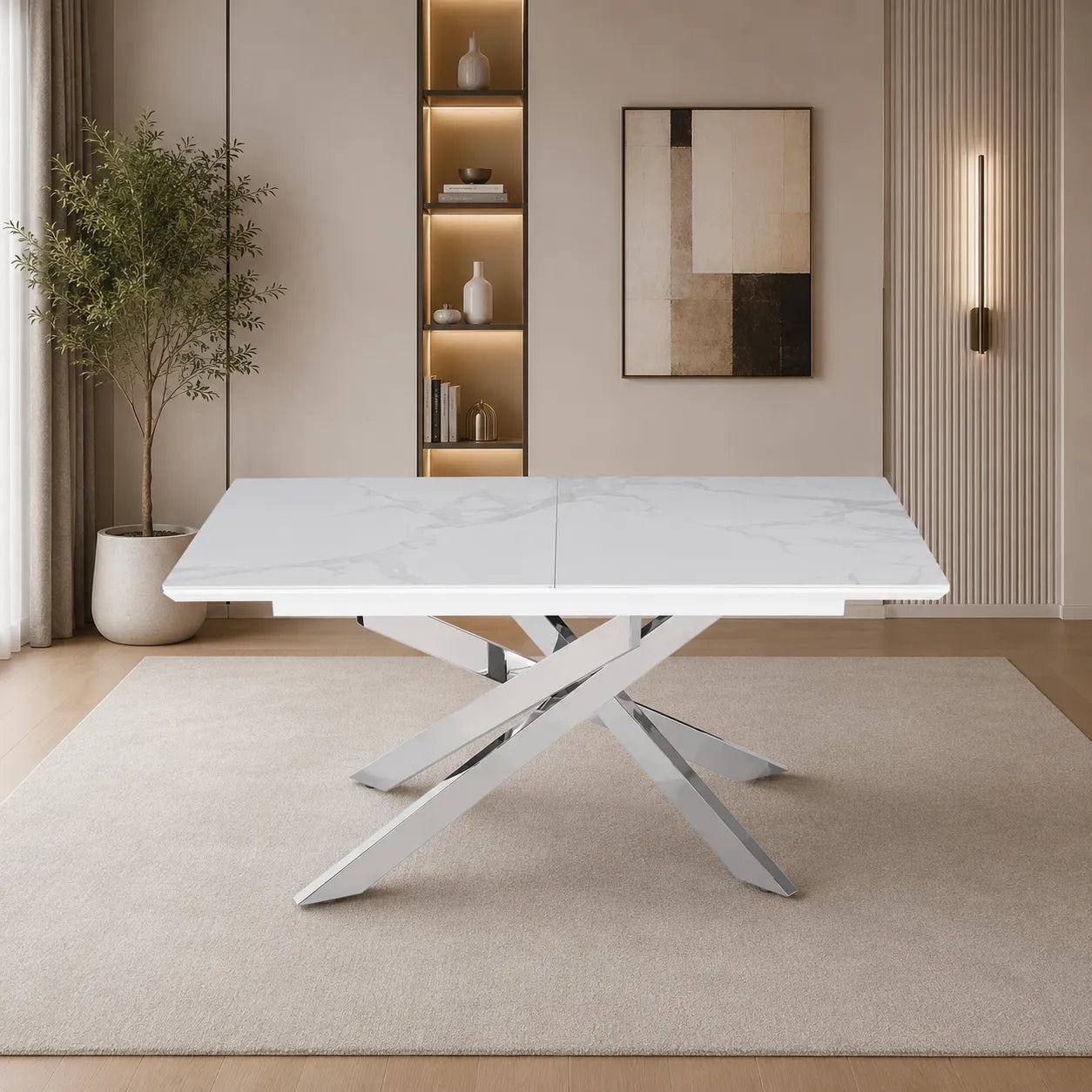 Table Extensible Agathe Pieds Chrome 160/200