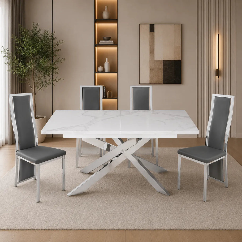 Table Extensible Agathe Pieds Chrome 160/200