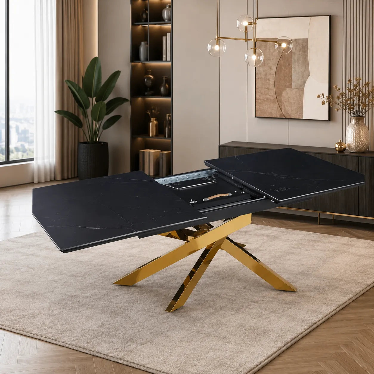 Table Extensible Agathe Pieds Dore 160/200