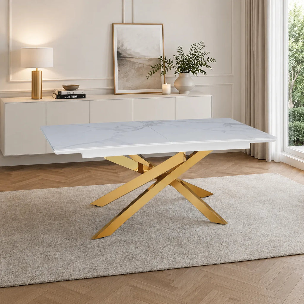 Table Extensible Agathe Pieds Dore 160/200