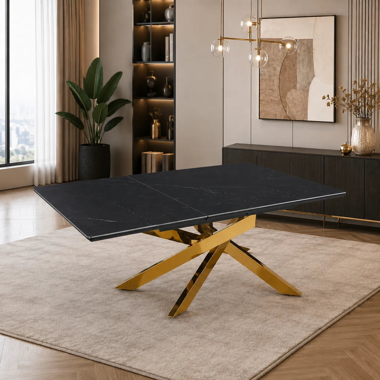 Table Extensible Agathe Pieds Dore 160/200
