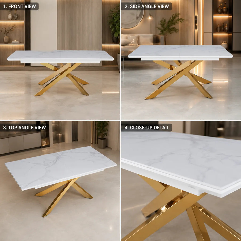 Table Extensible Agathe Pieds Dore 160/200