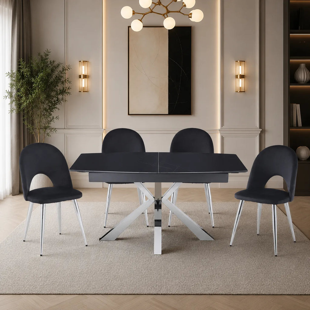 Table Extensible Bianca Pieds Chrome