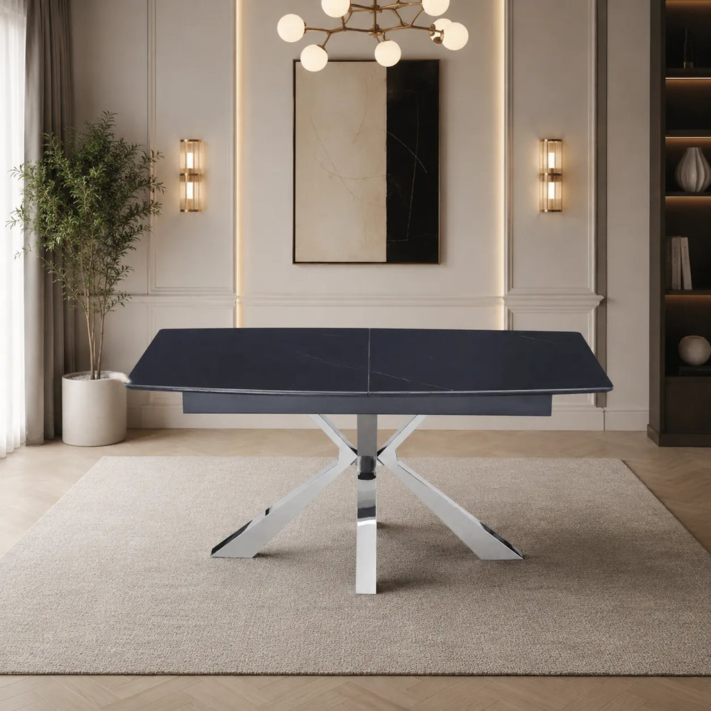 Table Extensible Bianca Pieds Chrome