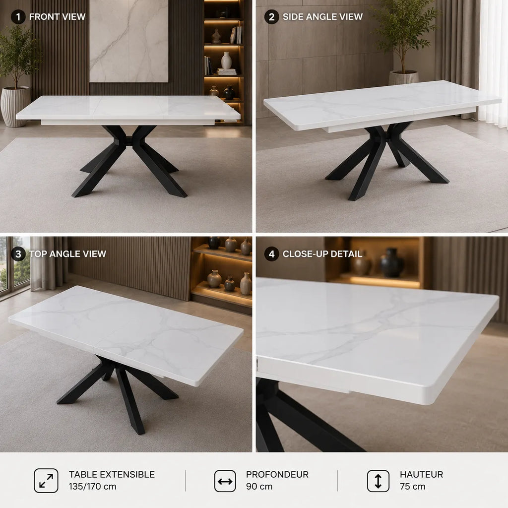 Table Extensible Emma Bianca Pieds Noir