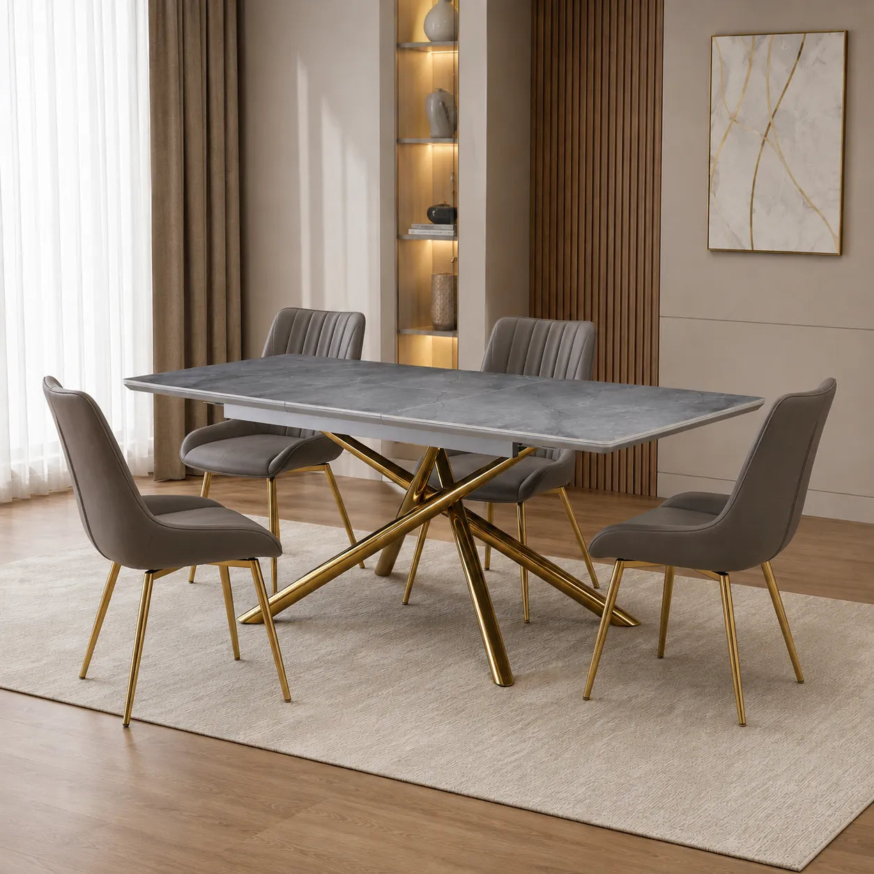 Table Extensible Zephir Pieds Gold 160/200