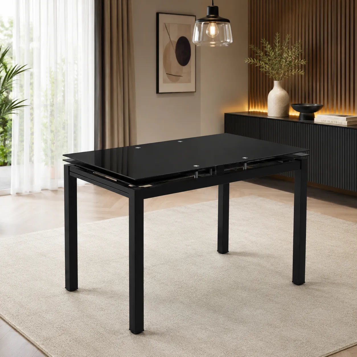 Table Extensible bora noir pied noir 110/170x70x75 CM
