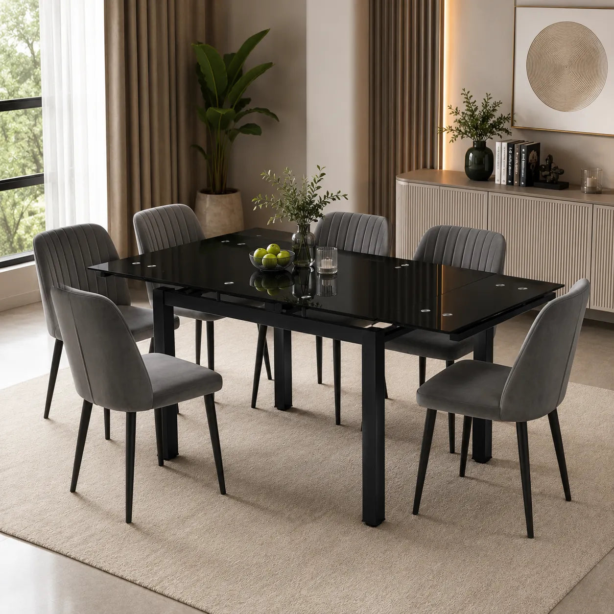 Table Extensible bora noir pied noir 110/170x70x75 CM