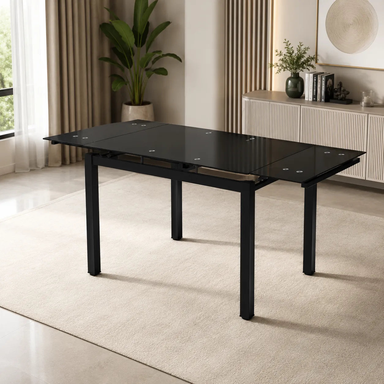 Table Extensible bora noir pied noir 110/170x70x75 CM