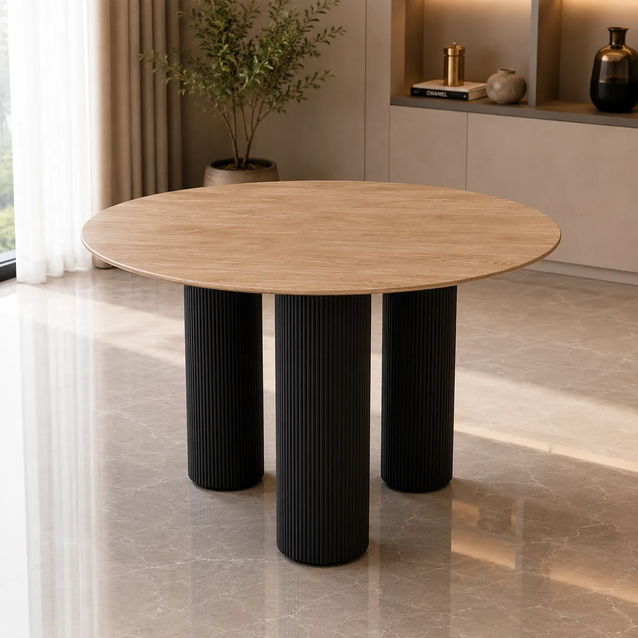 Table REPAS ANAÏS PIEDS NOIR PLATEAU  120cm