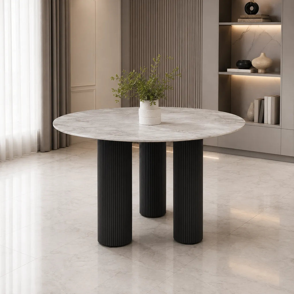 Table REPAS ANAÏS PIEDS NOIR PLATEAU  120cm