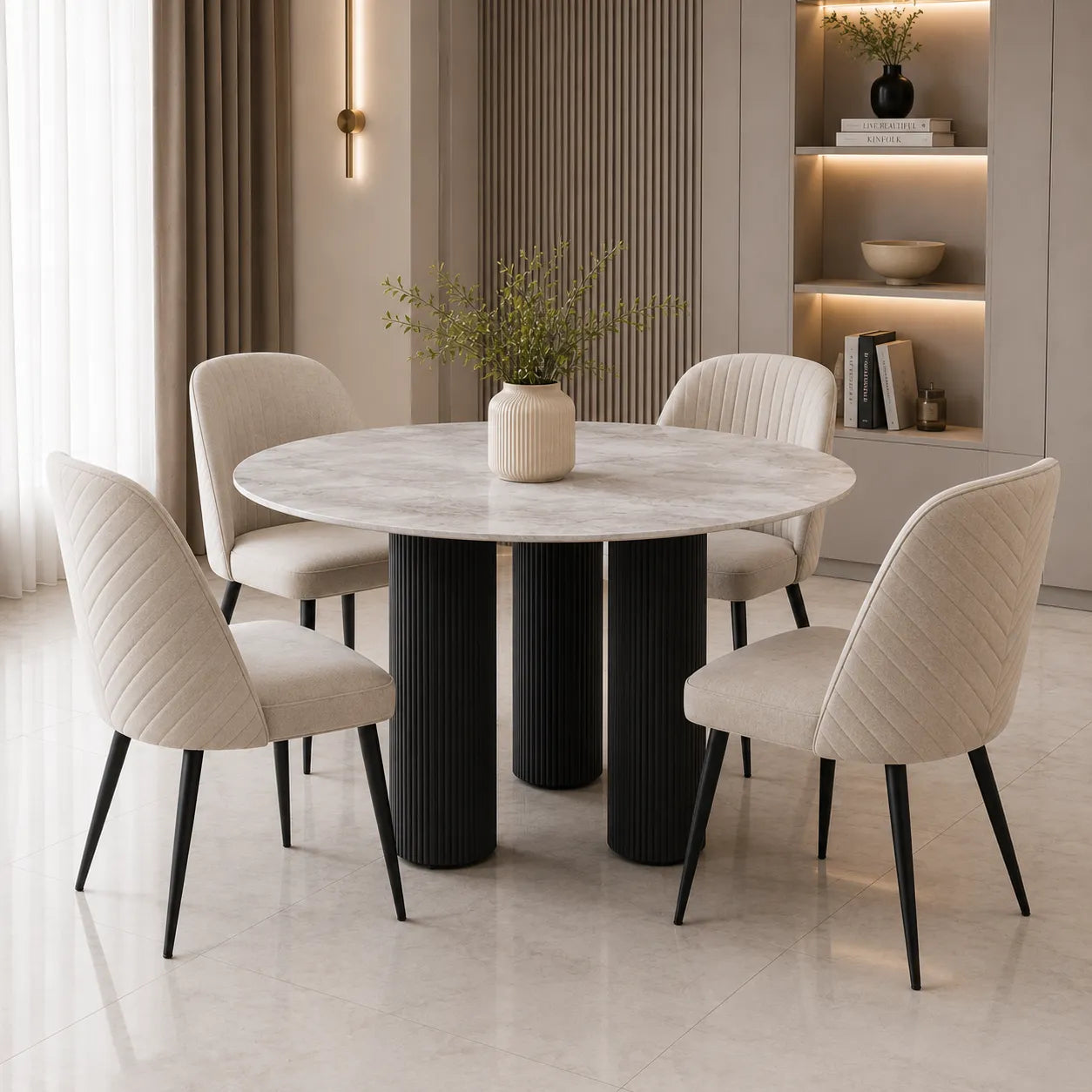 Table REPAS ANAÏS PIEDS NOIR PLATEAU  120cm