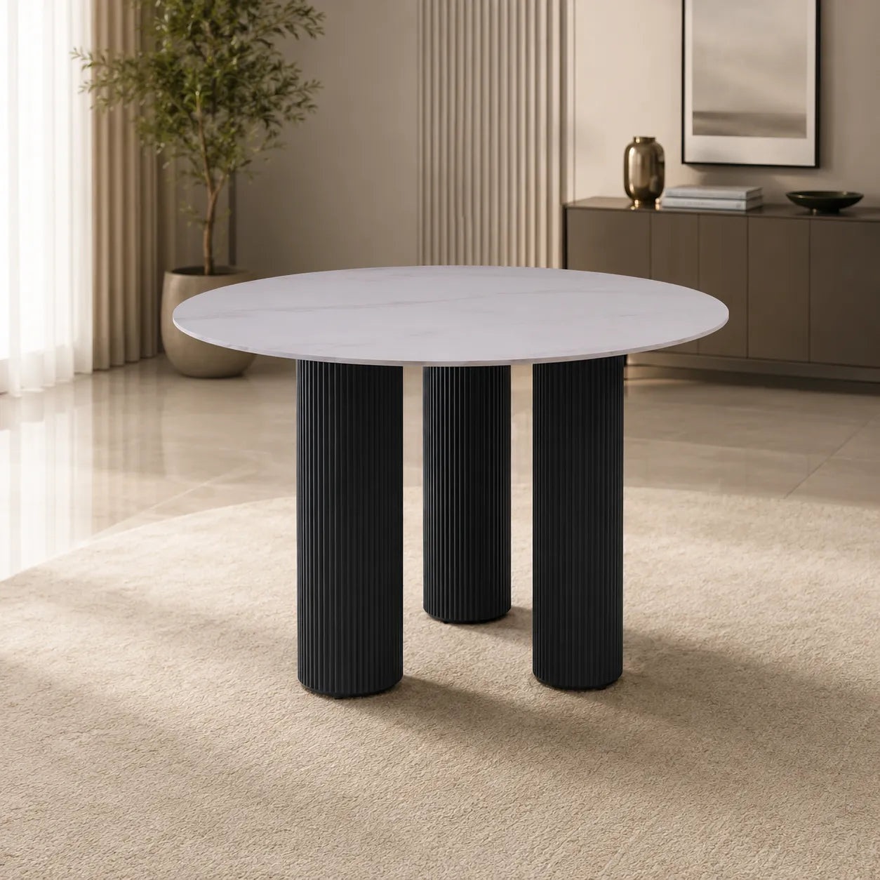 Table REPAS ANAÏS PIEDS NOIR PLATEAU  120cm