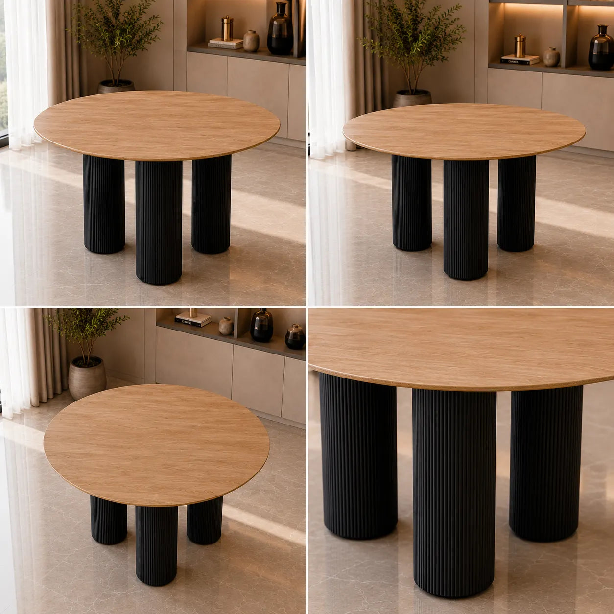 Table REPAS ANAÏS PIEDS NOIR PLATEAU  120cm