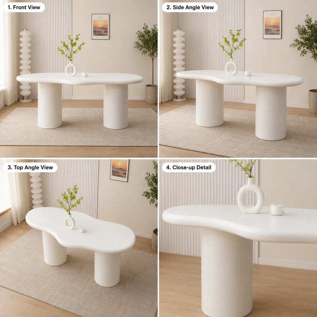 Table REPAS CURVE BLANC 180X90