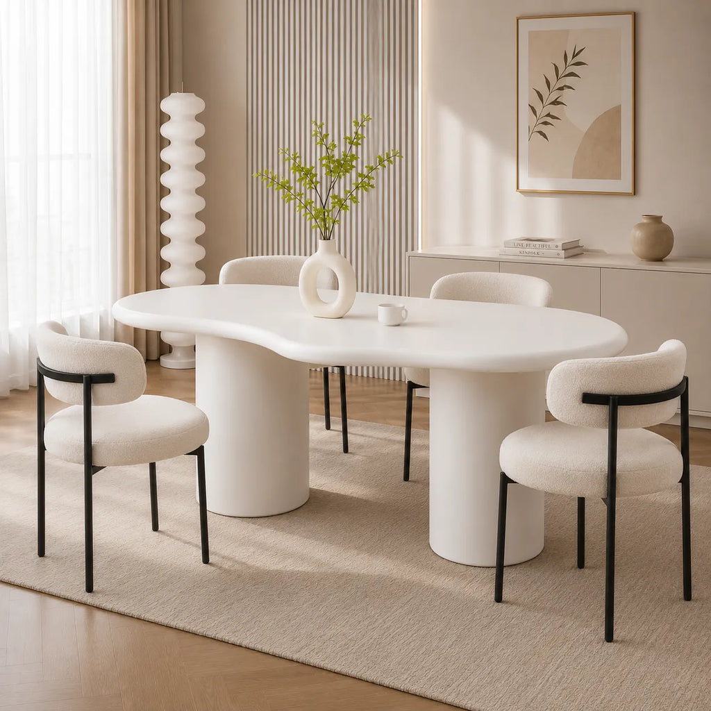 Table REPAS CURVE BLANC 180X90