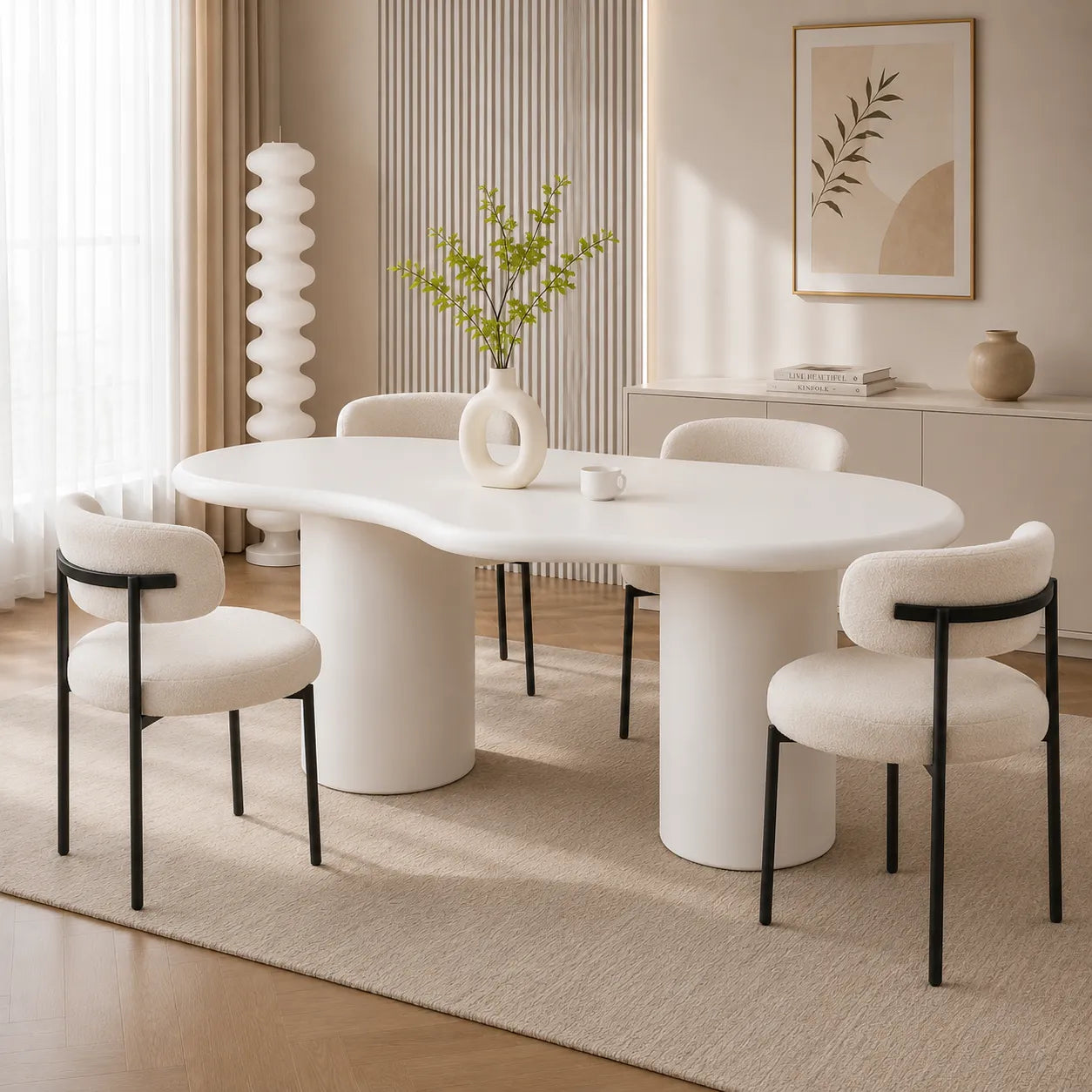 Table REPAS CURVE BLANC 180X90