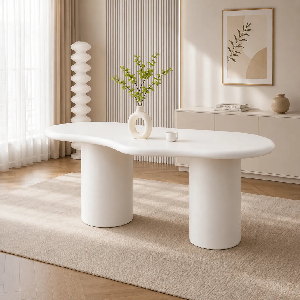 Table REPAS CURVE BLANC 180X90