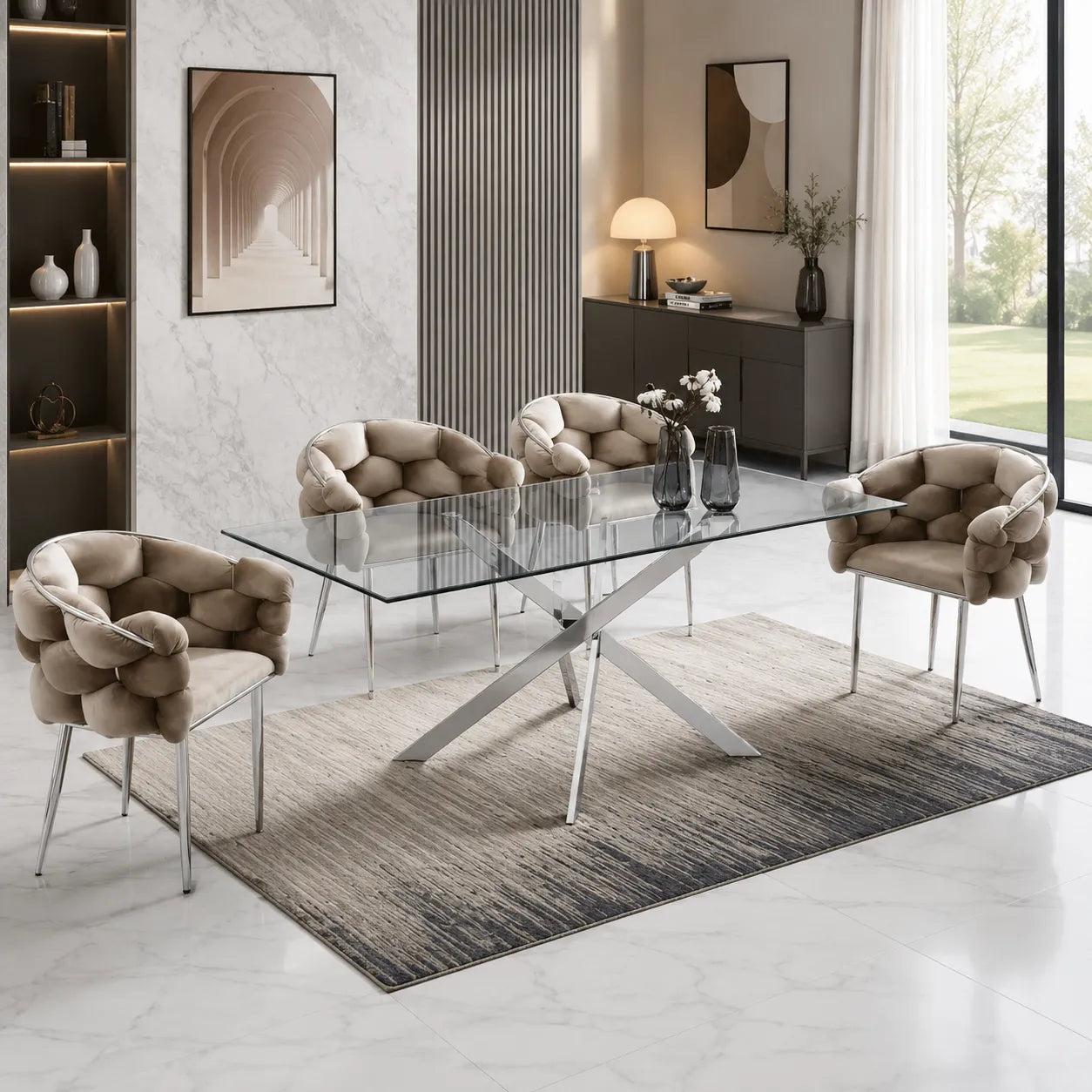 Table Rectangulaire Jessica Pieds Chrome 180x90x75 CM