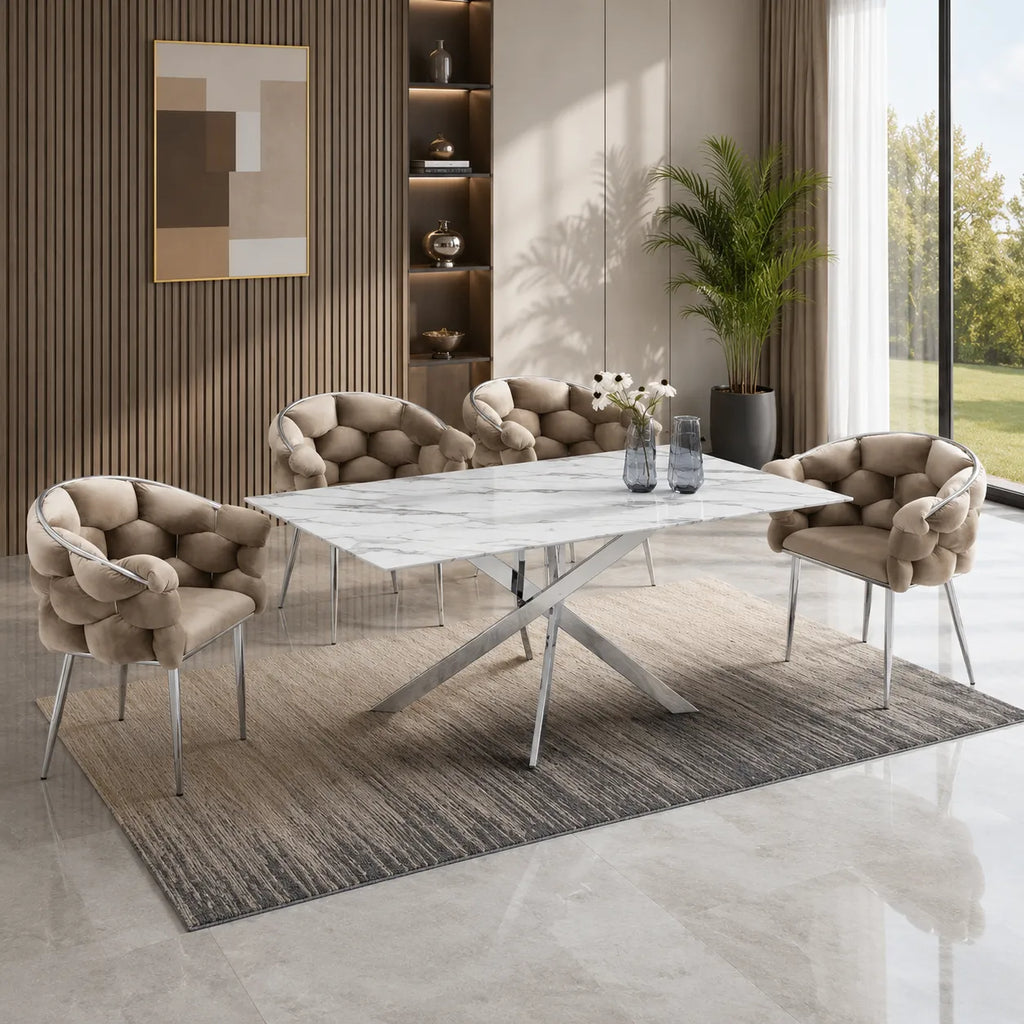 Table Rectangulaire Jessica Pieds Chrome 180x90x75 CM