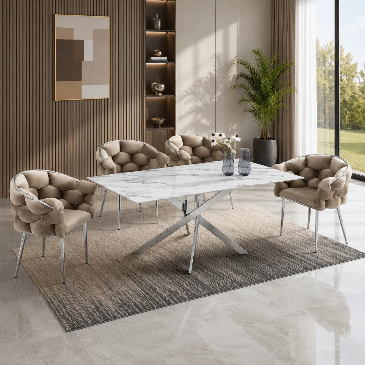 Table Rectangulaire Jessica Pieds Chrome 180x90x75 CM