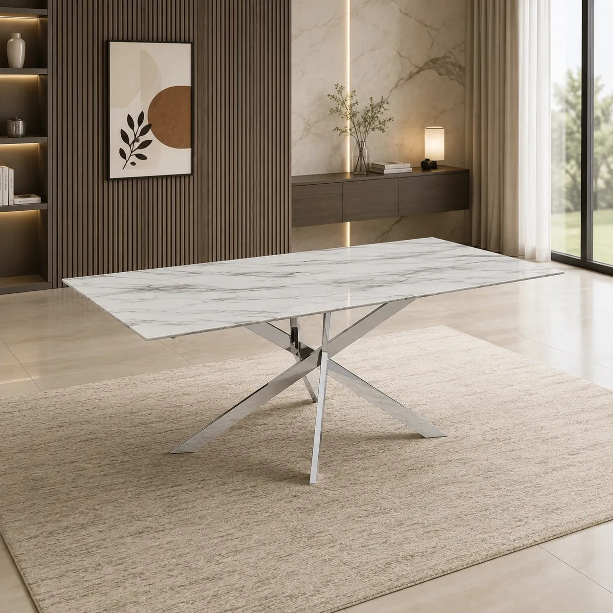 Table Rectangulaire Jessica Pieds Chrome 180x90x75 CM