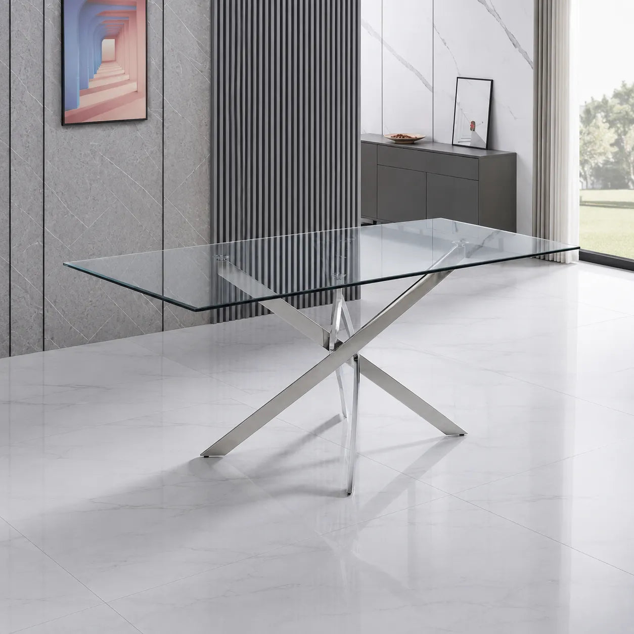 Table Rectangulaire Jessica Pieds Chrome 180x90x75 CM