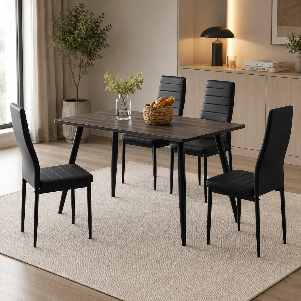 Table Repas Ammo Metal Noir Plateau En Chene Griffee 120X70 CM