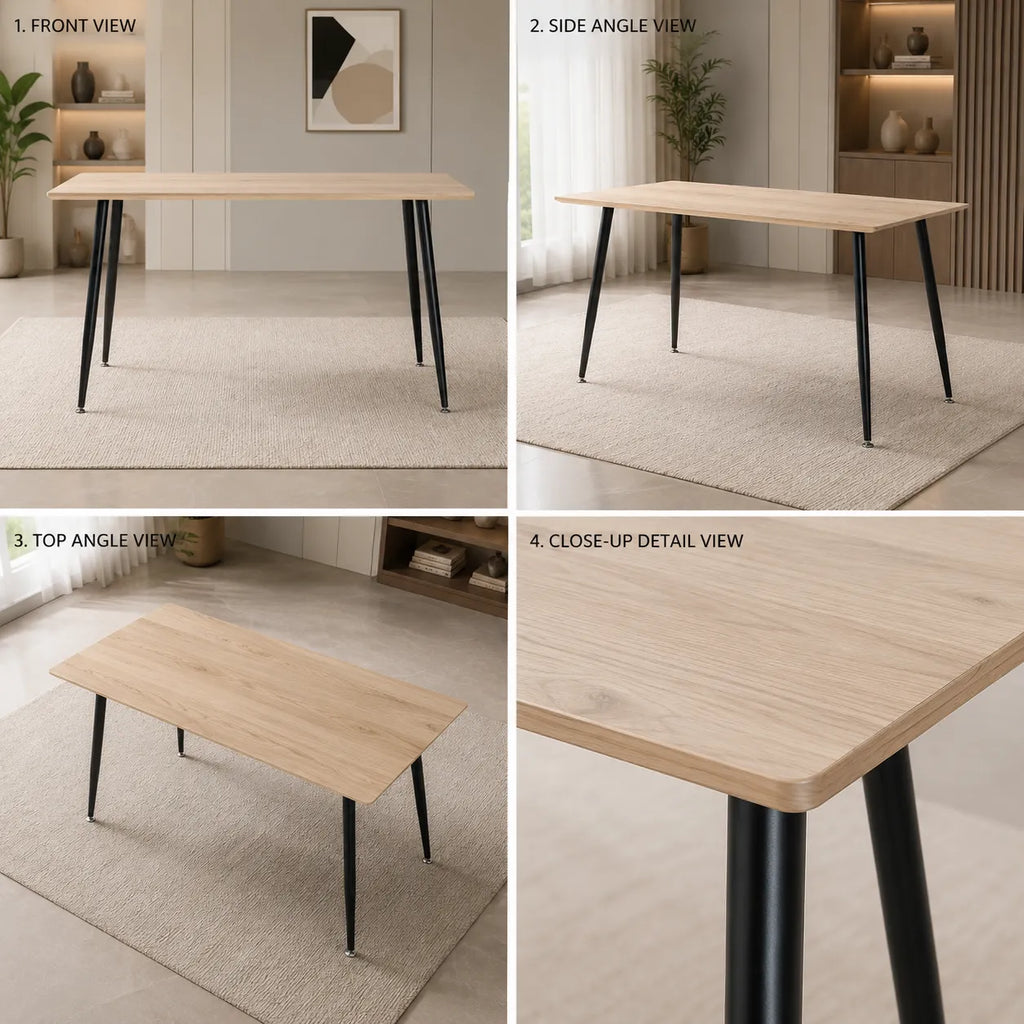 Table Repas Ammo Metal Noir Plateau En Noyer 120x70 CM