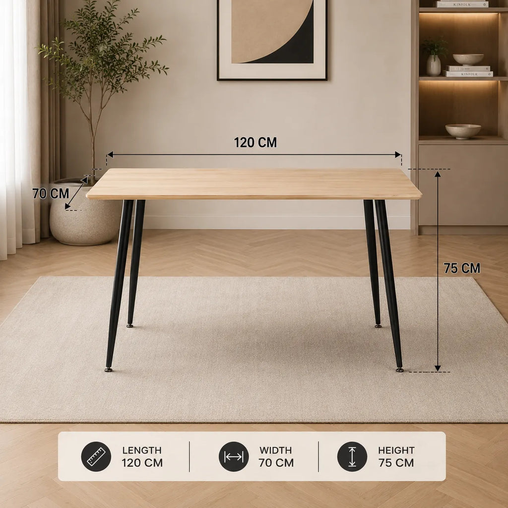 Table Repas Ammo Metal Noir Plateau En Noyer 120x70 CM