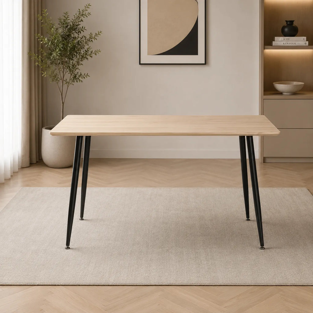Table Repas Ammo Metal Noir Plateau En Noyer 120x70 CM
