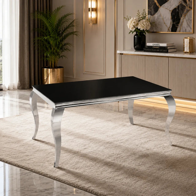 Table Repas Baroque Carree Chrome 140x140x75
