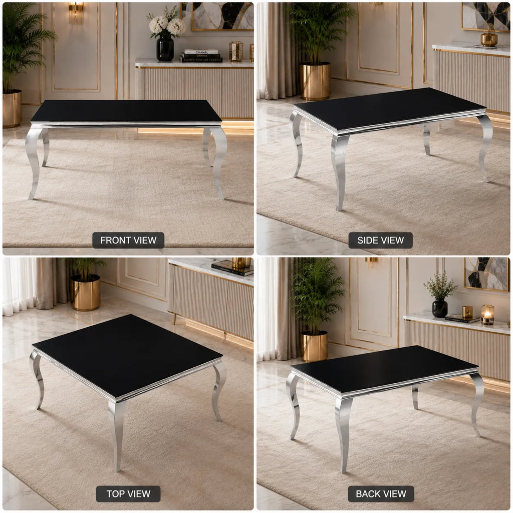 Table Repas Baroque Carree Chrome 140x140x75