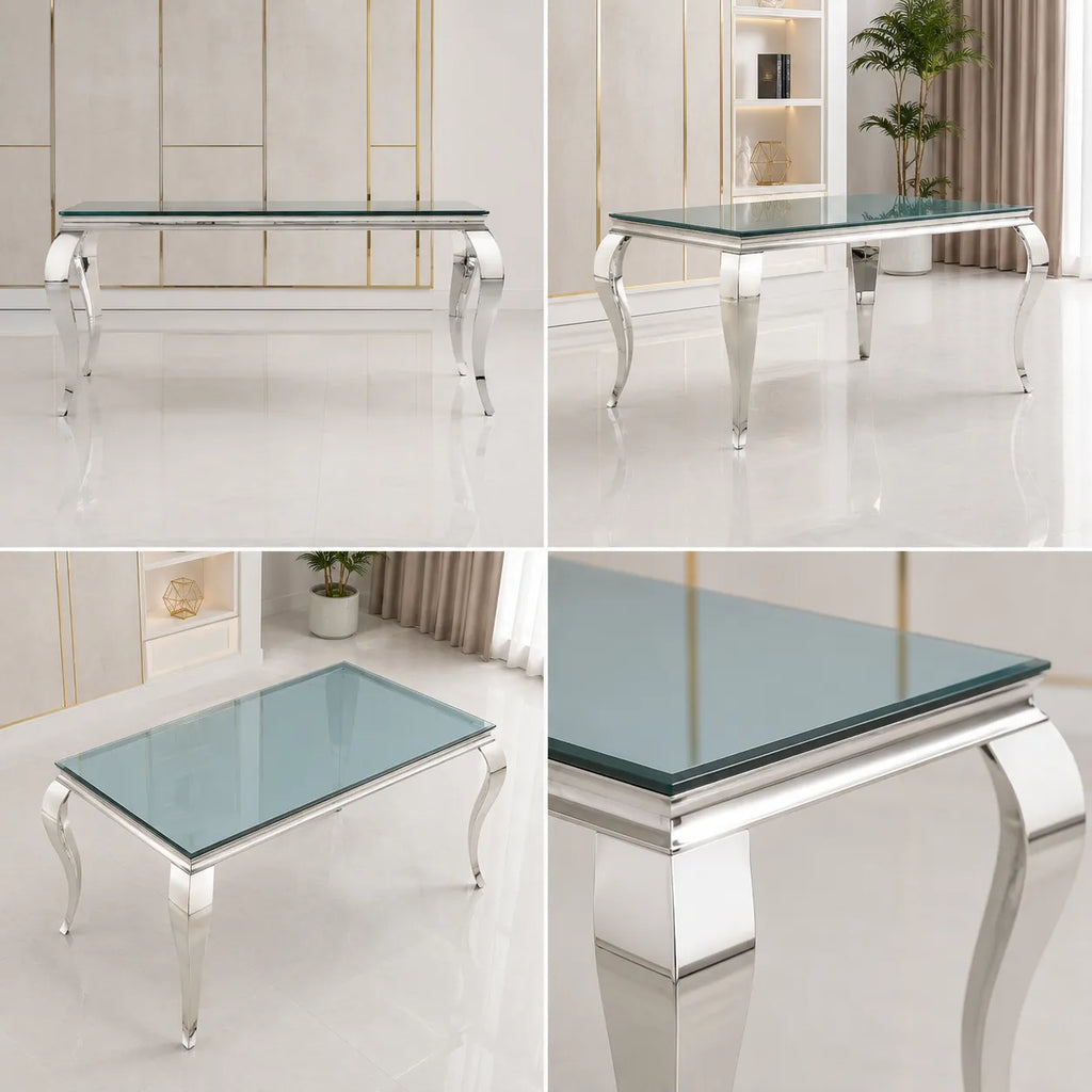 Table Repas Baroque Chrome Miroir