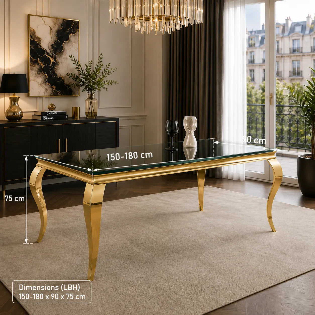 Table Repas Baroque Gold Miroir