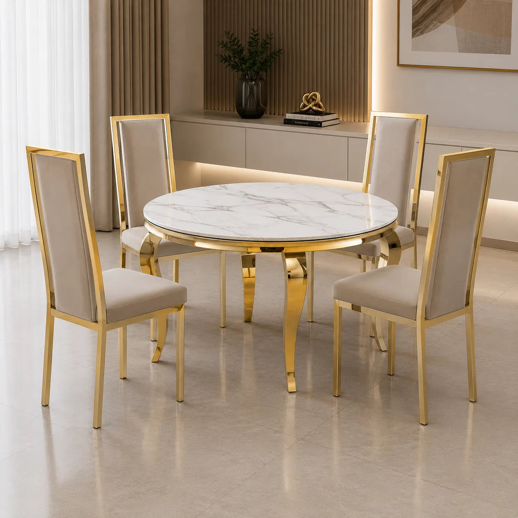 Table Repas Baroque Ronde Gold 130x75 CM