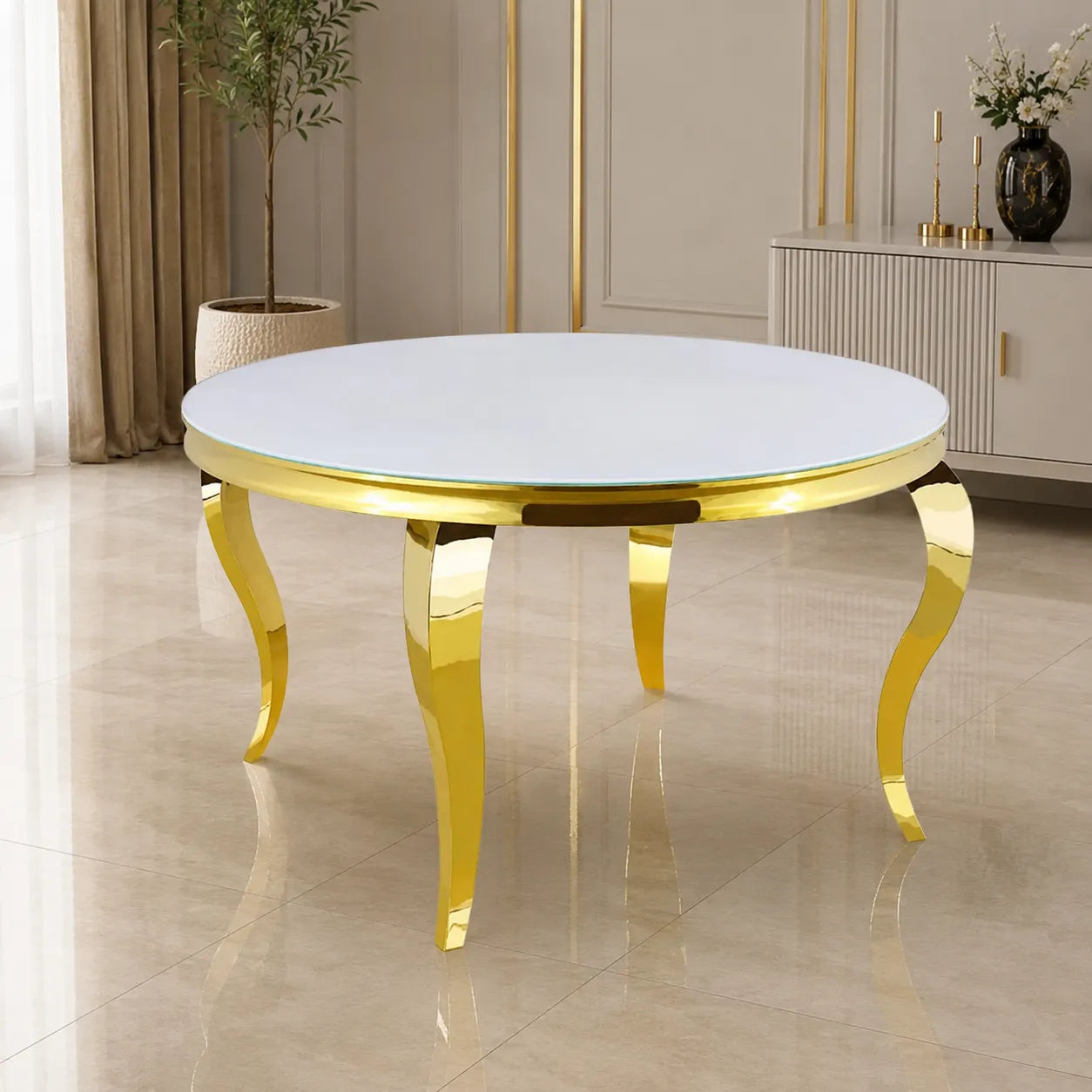 Table Repas Baroque Ronde Gold 130x75 CM