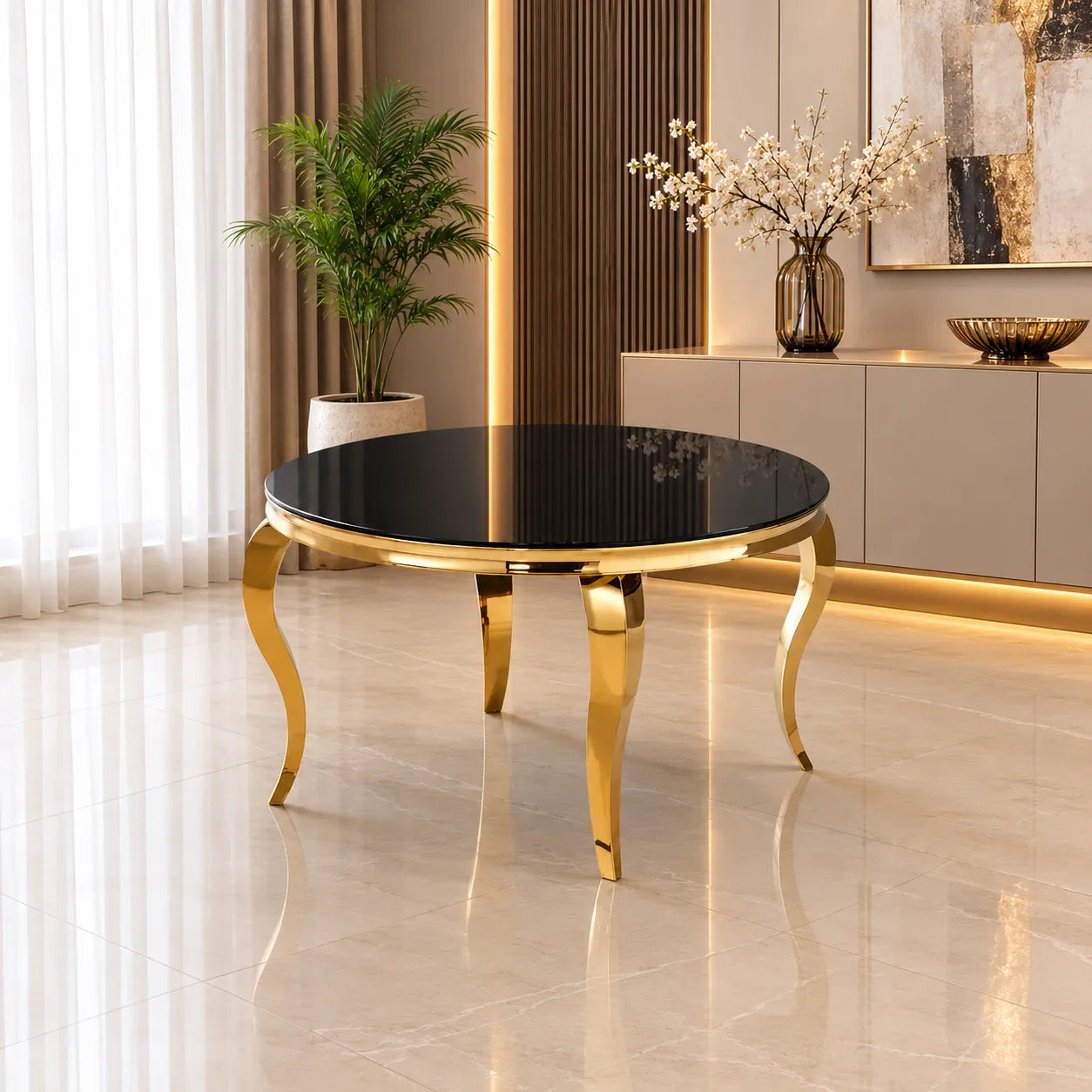 Table Repas Baroque Ronde Gold 130x75 CM