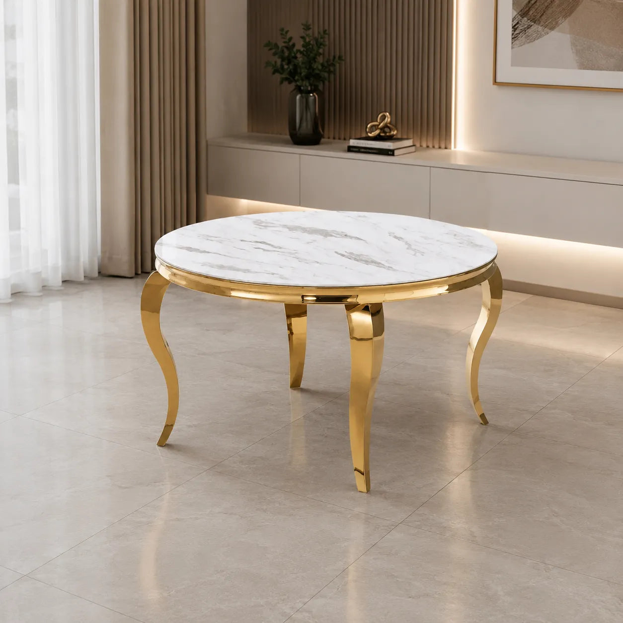 Table Repas Baroque Ronde Gold 130x75 CM