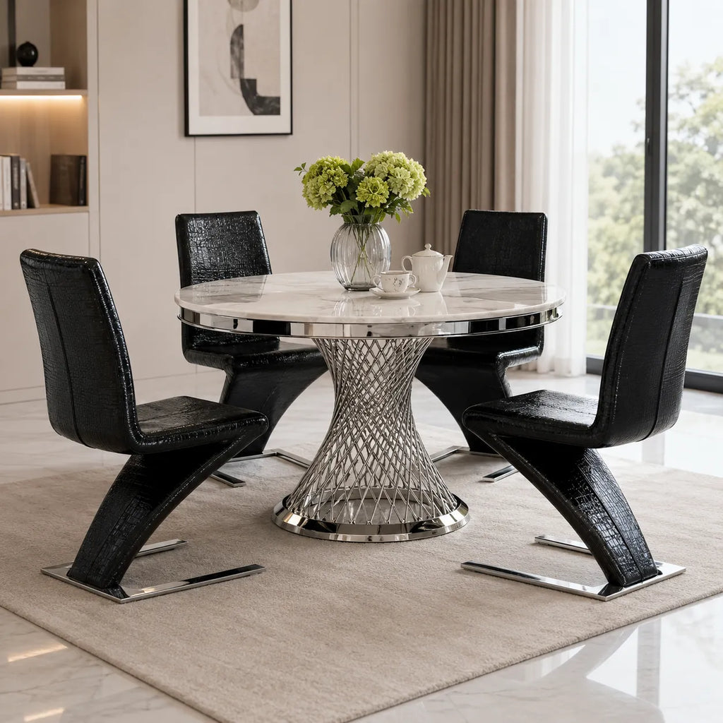 Table Repas Deluxe Chrome Marbre Blanc 130X75 CM