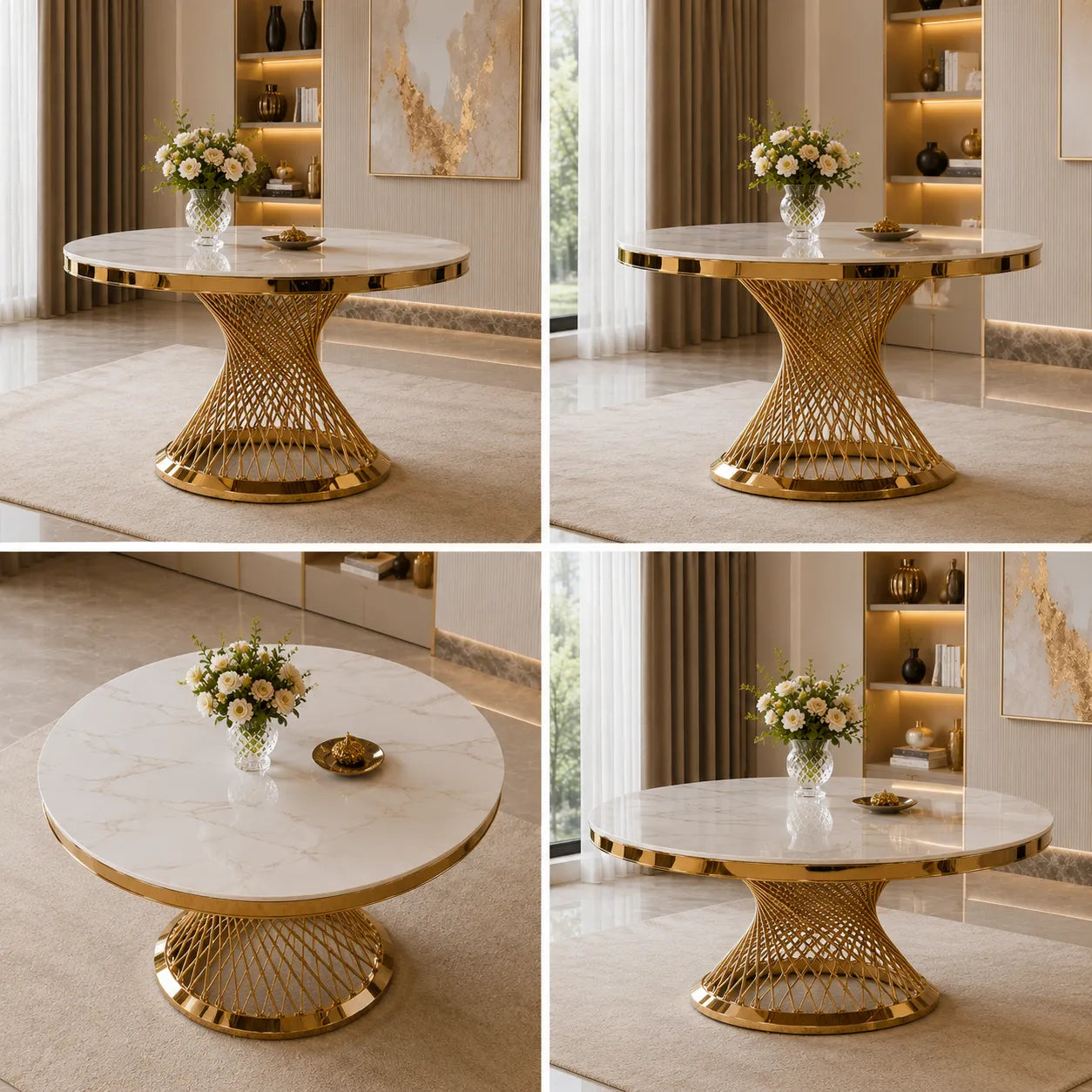 Table Repas Deluxe Gold Marbre Blanc 130X75 CM