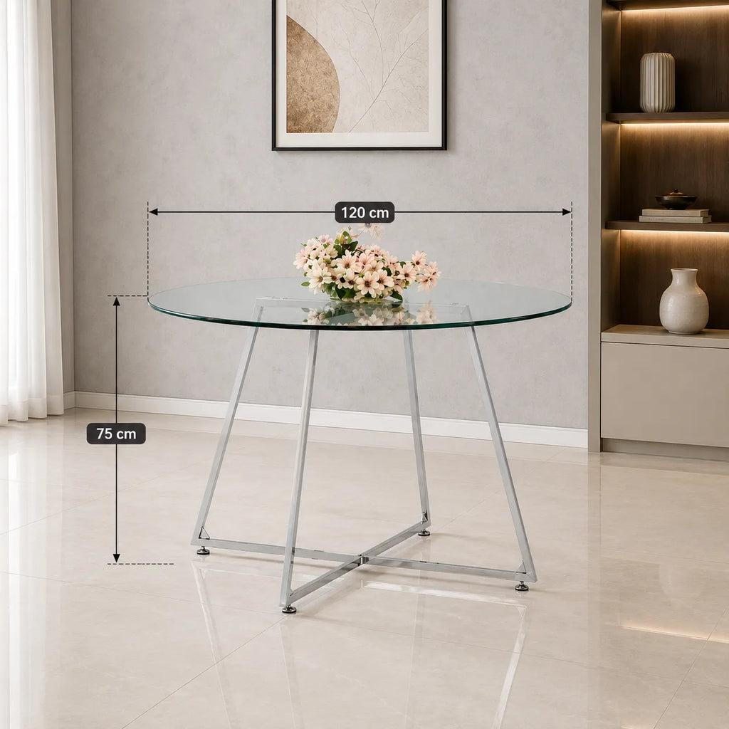 Table Repas Heloise Chrome 120 CM