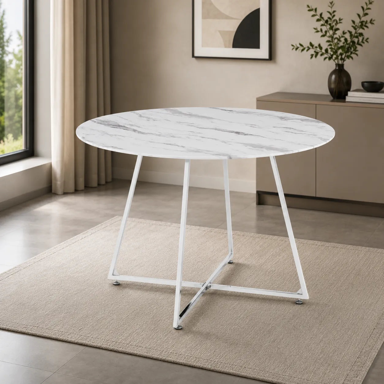Table Repas Heloise Chrome 120 CM