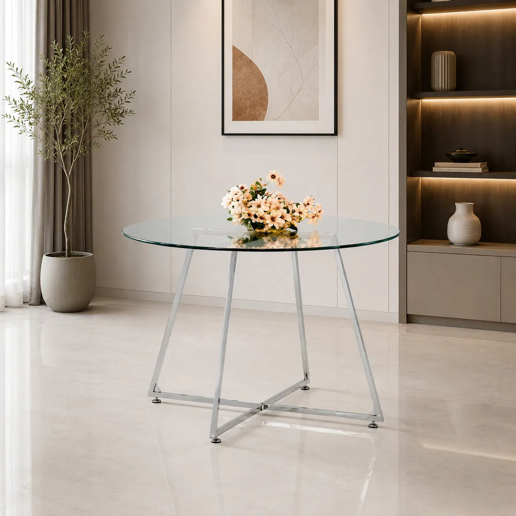 Table Repas Heloise Chrome 120 CM