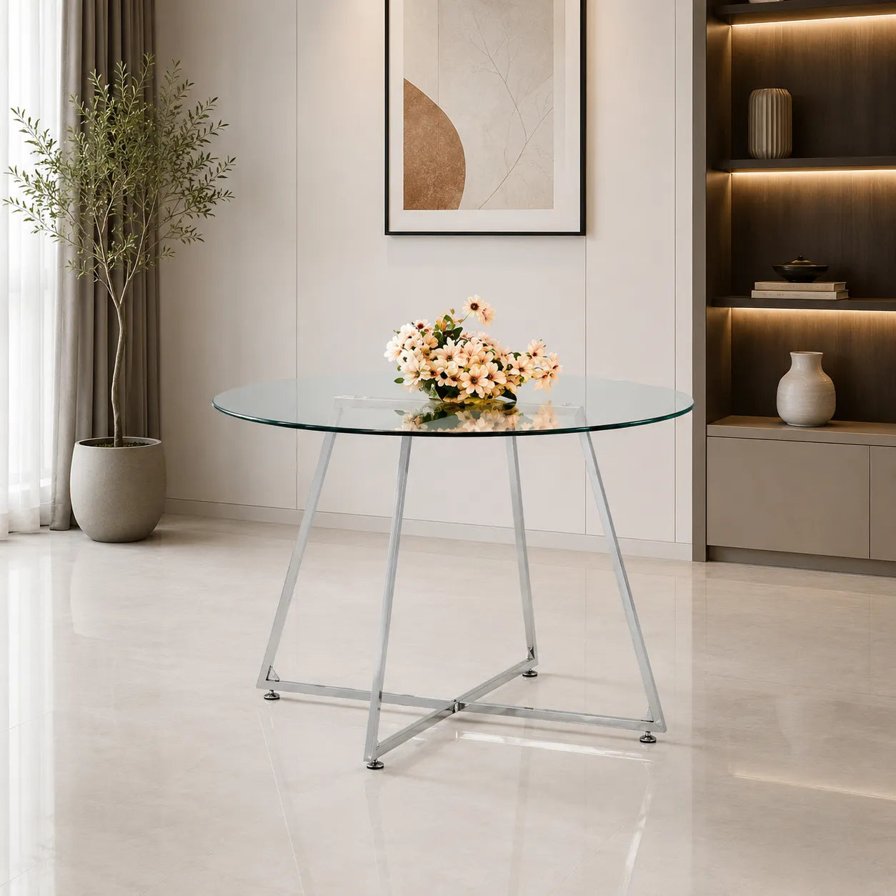 Table Repas Heloise Chrome 120 CM