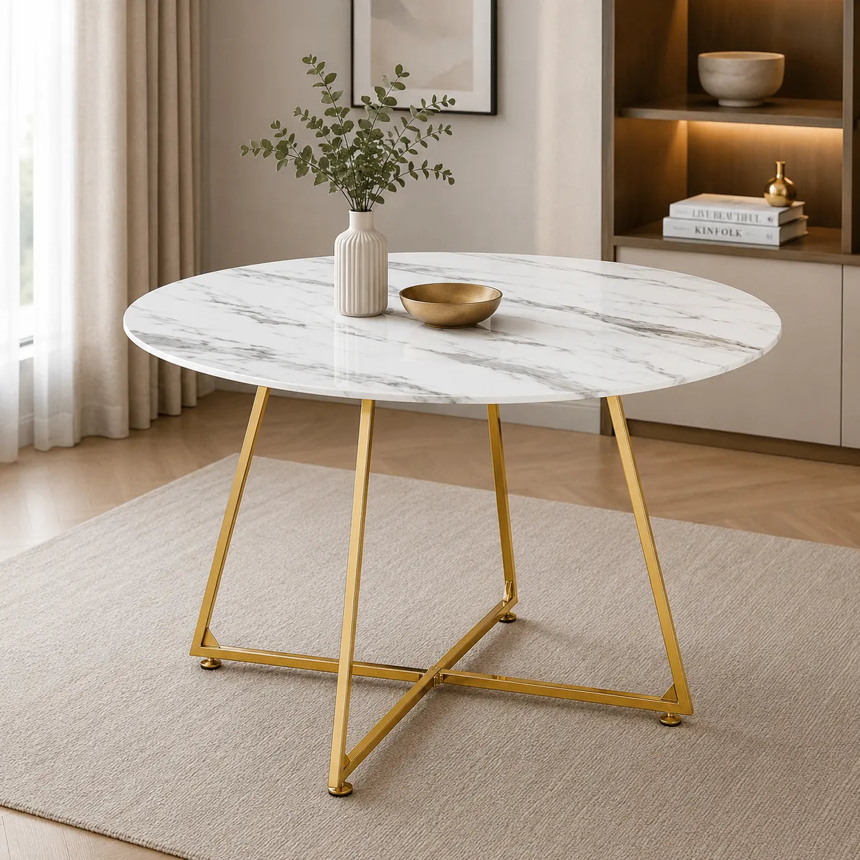 Table Repas Heloise Pieds Gold 120 CM